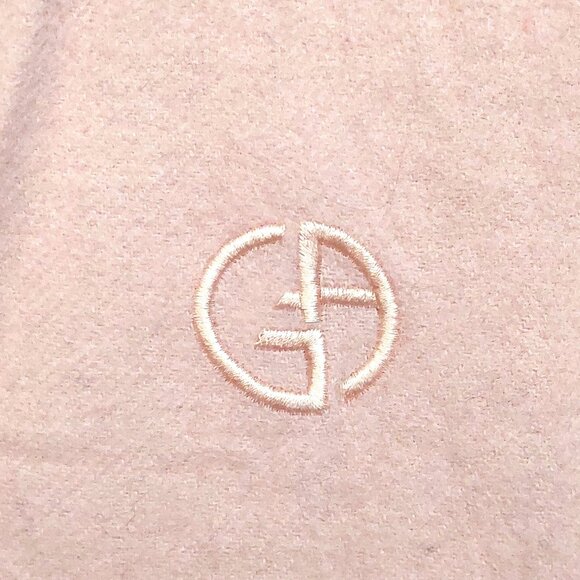 GIORGIO ARMANI Luxury Designer Vintage Logo Embroidered Light Pink Scarf - Picture 7 of 16